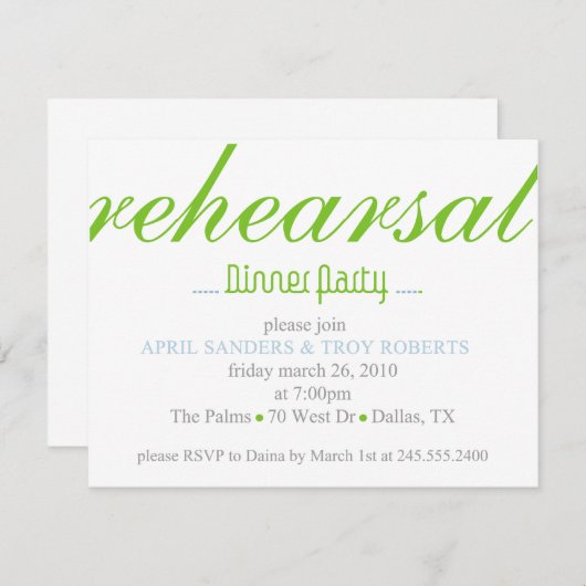 Invitation Dîner de répétition (Devant / Derrière)