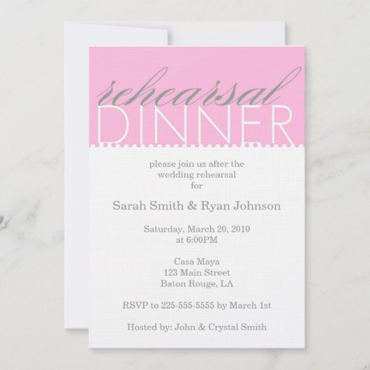 Invitation Dîner de répétition (Devant)