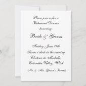 Invitation Dîner de répétition (Dos)