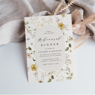 Invitation dîner de répétition à cadre fleuri fleur sauvage r
