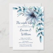 Invitation Dîner de répétition à fleurs bleues (Devant)