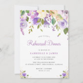 Invitation Dîner de répétition à la peinture violet et pêche  (Devant)