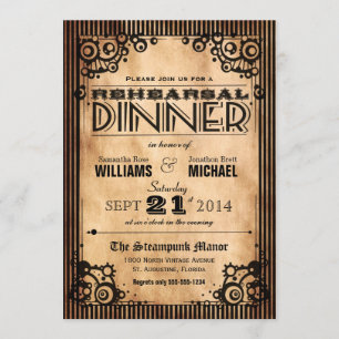Invitation Dîner de répétition à la vapeur Vintage
