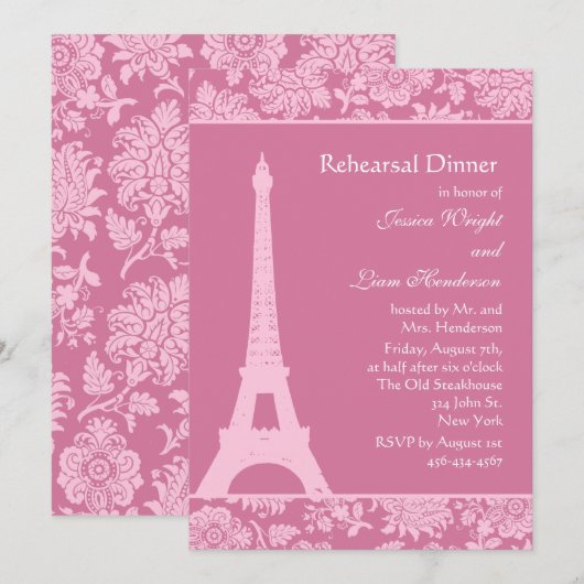 Invitation Dîner de répétition à Paris (Devant / Derrière)