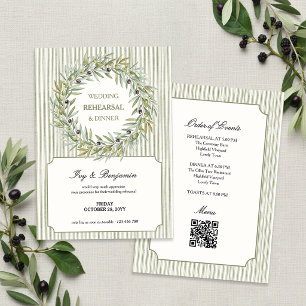 Invitation Dîner de répétition à rayures vert olive toscan