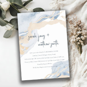 Invitation Dîner de répétition Abstrait Blue Beige Sea Beach