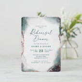 Invitation Dîner de répétition Abstrait Emerald Green Mariage (Debout devant)