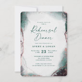 Invitation Dîner de répétition Abstrait Emerald Green Mariage (Devant)