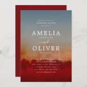 Invitation Dîner de répétition Abstrait minimaliste rouge et (Devant / Derrière)