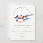 Invitation Dîner de répétition air plan bleu orange chic (Devant)