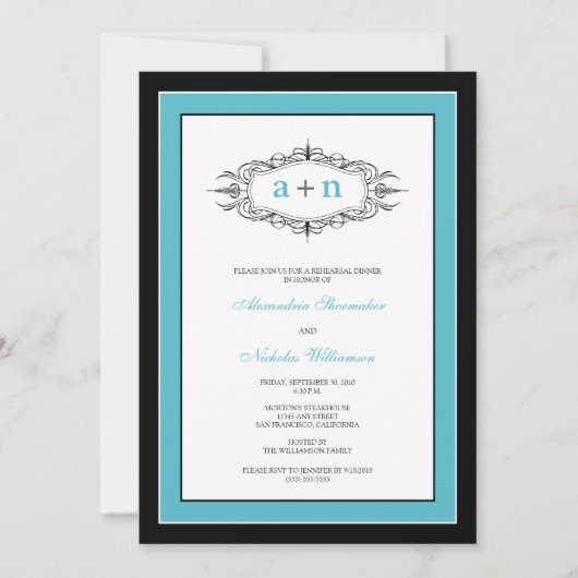 Invitation Dîner de répétition (aqua) (Devant)