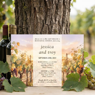 Invitation Dîner de répétition aquarelle Allée du coucher de