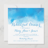 Invitation Dîner de répétition Aquarelle bleu d'été (Devant)