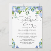 Invitation Dîner de répétition aquarelle Hydrangea Bleu Éléga (Devant)