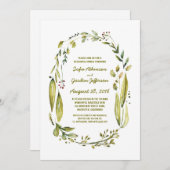 Invitation dîner de répétition aquarelle laurier rustique (Devant / Derrière)