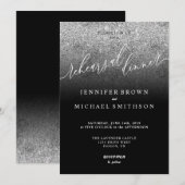 Invitation Dîner de répétition aquarelle pailleté argenté SPA (Devant / Derrière)