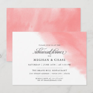 Invitation Dîner de répétition Aquarelle rose corail
