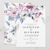 Invitation Dîner de répétition Aquarelle rose et bleu (Devant / Derrière)