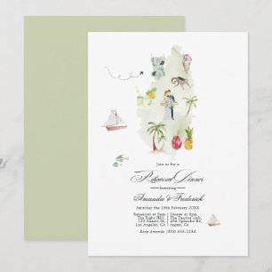 Invitation Dîner de répétition aquarelle tropicale de Sainte-