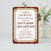 Invitation Dîner de répétition Art Déco Bourgogne personnalis (Debout devant)