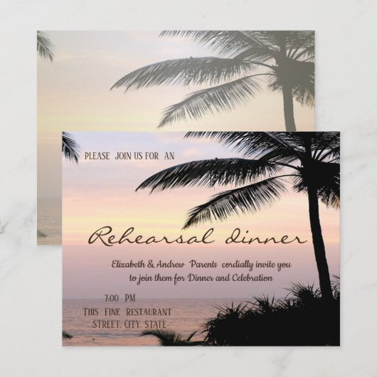 Invitation Dîner de répétition au Palms Sunset Beach (Devant / Derrière)