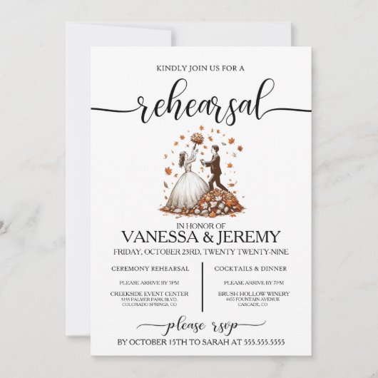 Invitation Dîner de répétition automne (Devant)