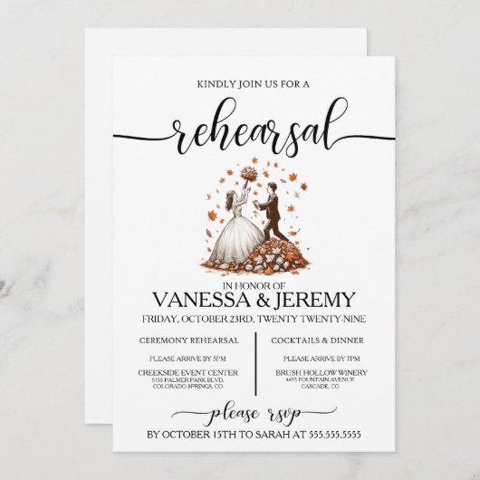 Invitation Dîner de répétition automne (Devant / Derrière)