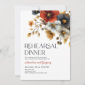 Invitation Dîner de répétition automne aquarelle Florals (Devant)