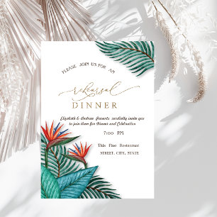 Invitation Dîner de répétition aux fleurs tropicales exotique