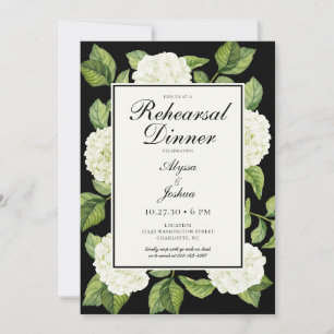 Invitation Dîner de répétition aux Hydrangeas blanches