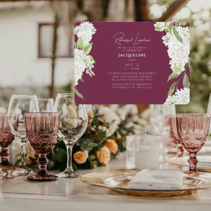 Invitation Dîner de répétition aux Hydrangeas Blancs et Bourg