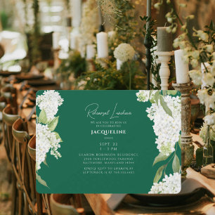 Invitation Dîner de répétition aux hydrangeas verts émeraude