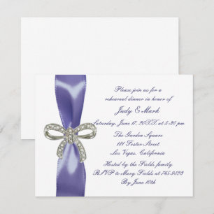 Invitation Dîner de répétition avec Bow Diamond bleu violet