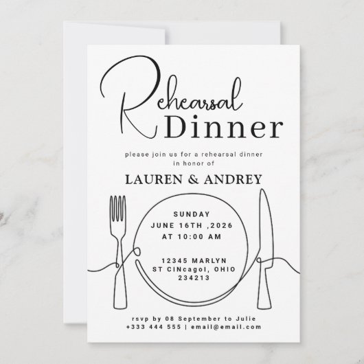Invitation Dîner de répétition avec photos (Devant)