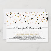 Invitation Dîner de répétition avec points de confetti roses, (Devant)