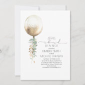 Invitation Dîner de répétition ballon doré feuillage d'eucaly (Devant)
