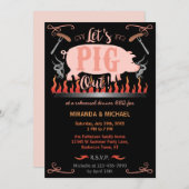 Invitation Dîner de répétition Barbecue BBQ Funny Pig Mariage (Devant / Derrière)