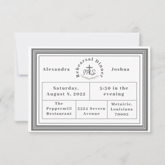 Invitation Dîner de répétition biblique catholique encadrée (Devant)