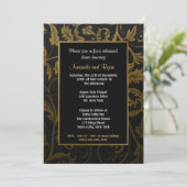 Invitation Dîner de répétition Black and Gold Damask Invitati (Debout devant)
