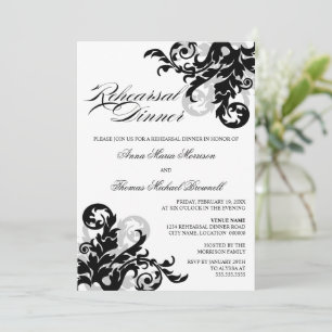 Invitation Dîner de répétition Black and Silver