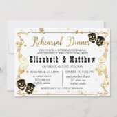 Invitation Dîner de répétition Black Gold Comedy et Tragedy (Devant)