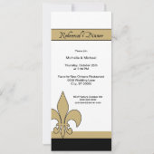 Invitation Dîner de répétition Black Gold White Fleur de Lis (Dos)