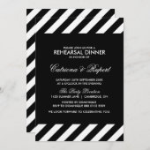 Invitation Dîner de répétition Black & White Stripes Invitati (Devant / Derrière)