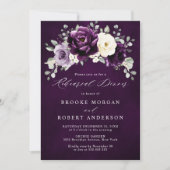 Invitation Dîner de répétition blanc d'aubergine de prune vio (Devant)