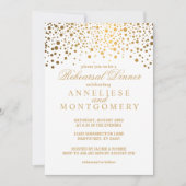 Invitation Dîner de répétition blanc et or Confetti (Devant)