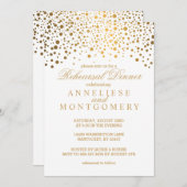 Invitation Dîner de répétition blanc et or Confetti (Devant / Derrière)