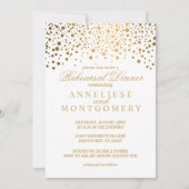 Invitation Dîner de répétition blanc et or Confetti (Devant)