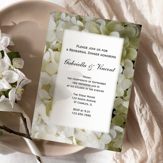 Invitation Dîner de répétition blanc Hydrangea Flower Invitat