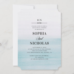 Invitation Dîner de répétition bleu aquarelle. Élégant simple