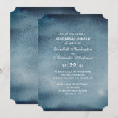 Invitation Dîner de répétition bleu. Aquarelle marine moderne (Devant / Derrière)